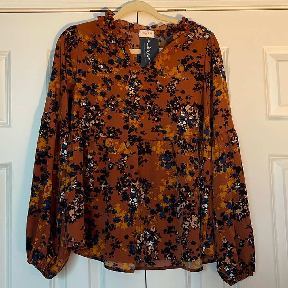 Hailey & Co Brown Floral Blouse